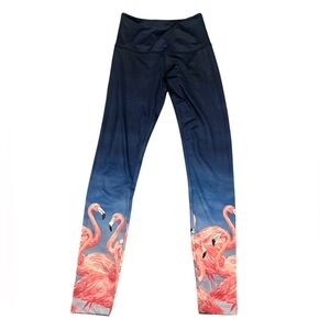 Beyond Yoga‎ Navy Blue Pink Flamingo Women's Legging Pants XS